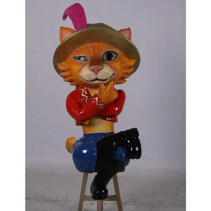 Comic Cat Sitting Life Size Statue