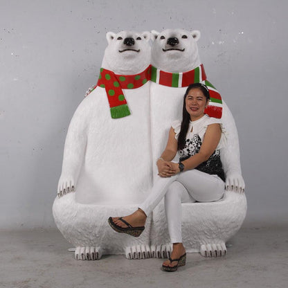 Polar Bear Bench Statue
