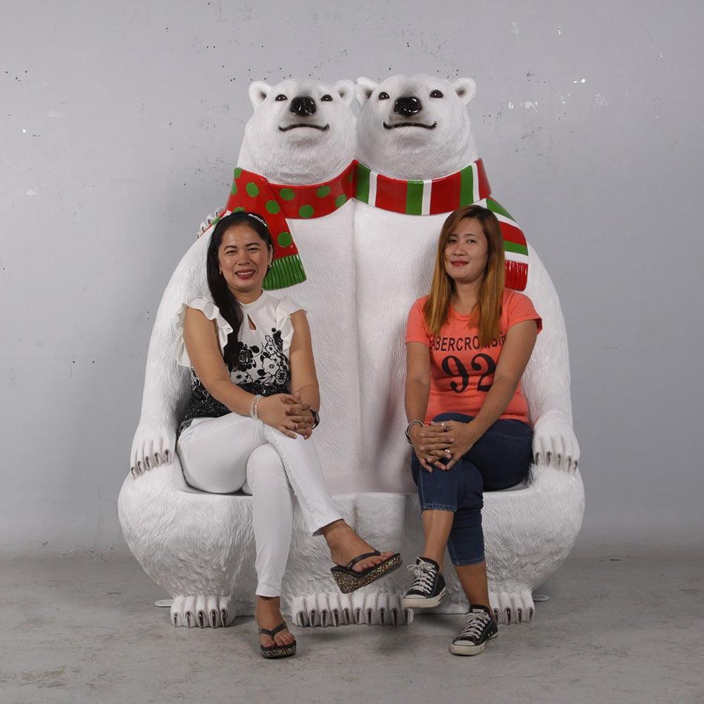 Polar Bear Bench Statue - LM Treasures Prop Rentals 