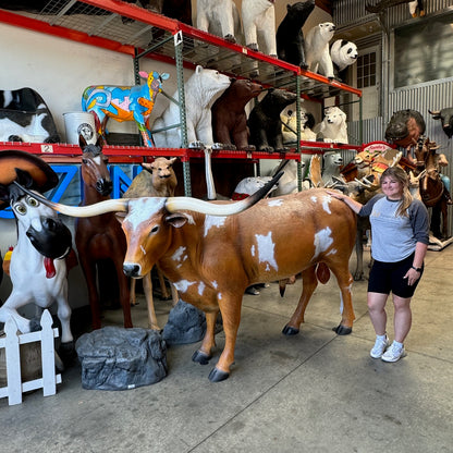 Texas Long Horn Life Size Statue