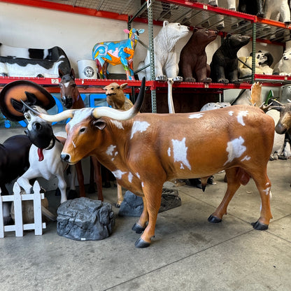 Texas Long Horn Life Size Statue