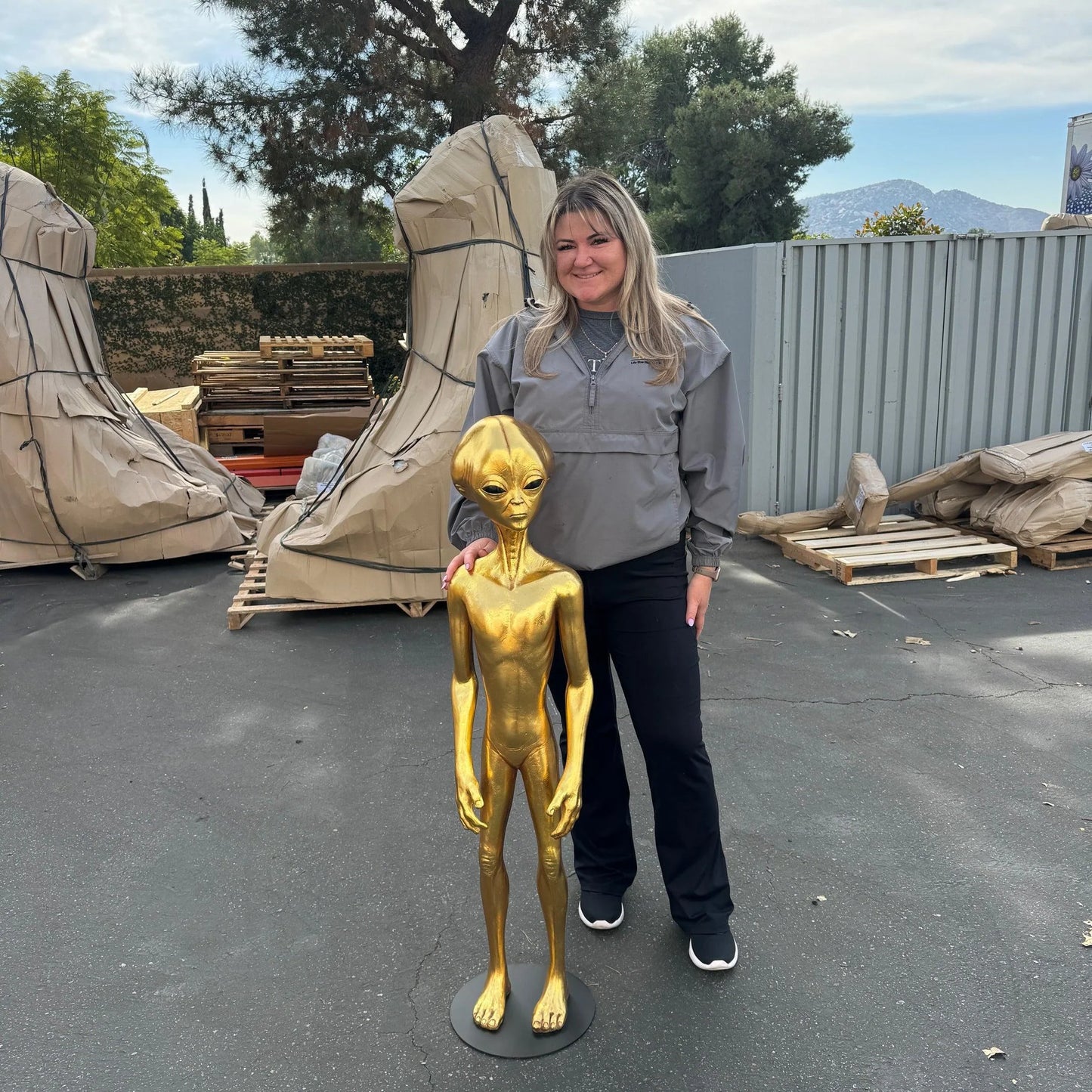 Gold Alien Roswell Life Size Statue