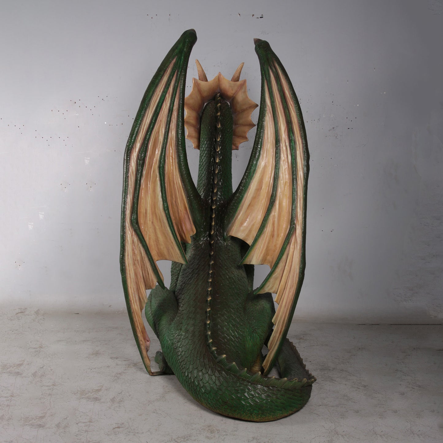Green Sitting Dragon Life Size Statue