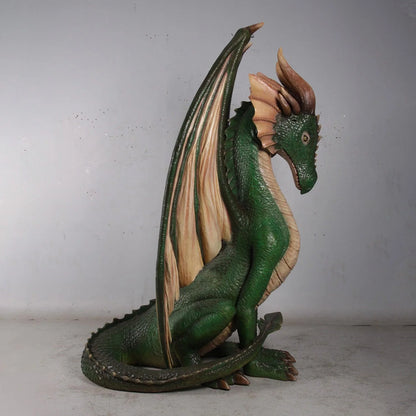 Green Sitting Dragon Life Size Statue