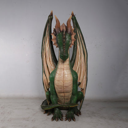 Green Sitting Dragon Life Size Statue