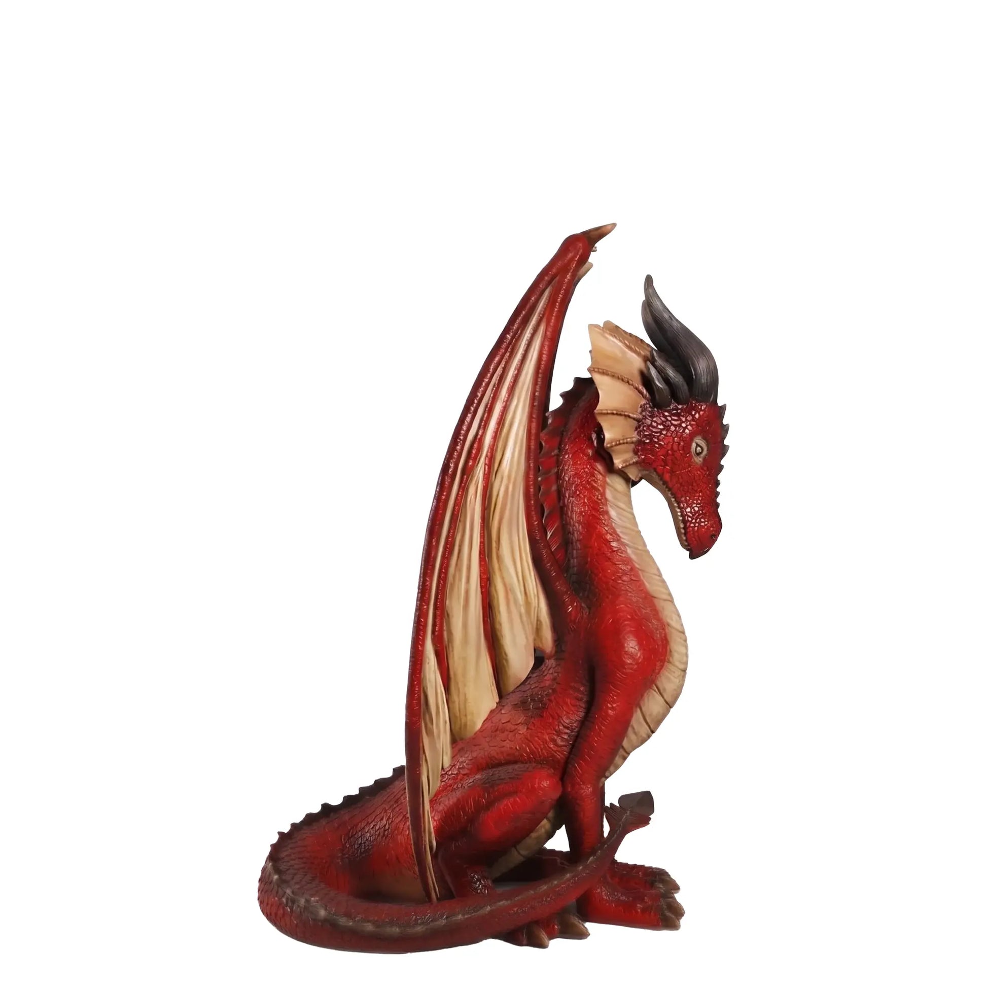 Red Sitting Dragon Life Size Statue A0673R-170237-H