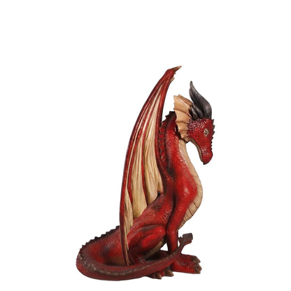 Red Sitting Dragon Life Size Statue A0673R-170237-H