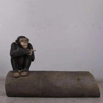 Monkey On Tree Trunk Statue A0717-180038-H