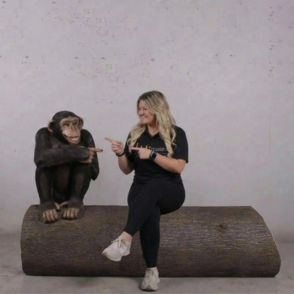 Monkey On Tree Trunk Statue A0717-180038-H