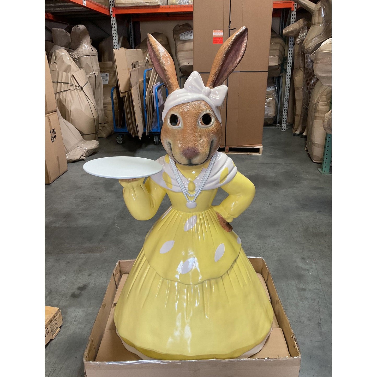 Miss Rabbit With Tray Statue