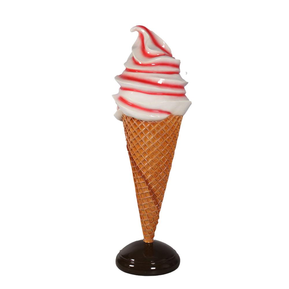 Large Plain Strawberry Soft Serve Ice Cream Statue - LM Treasures Prop Rentals 