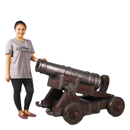 Medieval Cannon With Base Statue