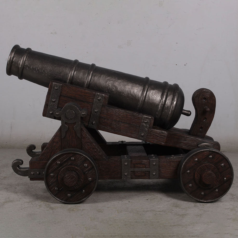 Medieval Cannon With Base Statue