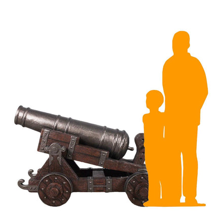 Medieval Cannon With Base Statue