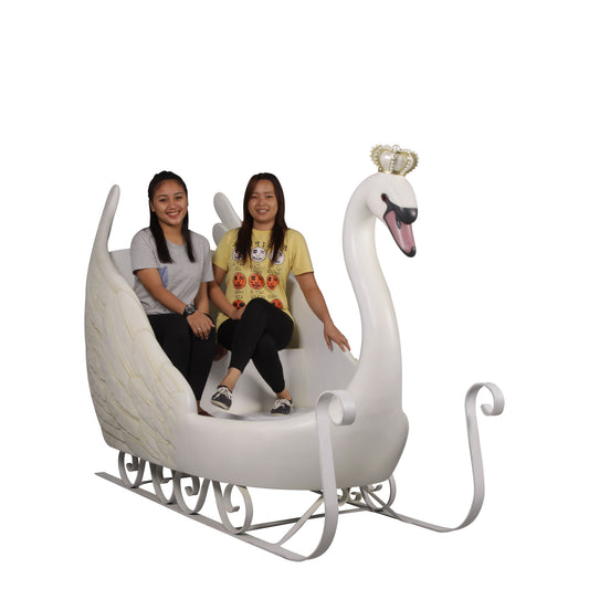 Large Swan Sleigh Statue