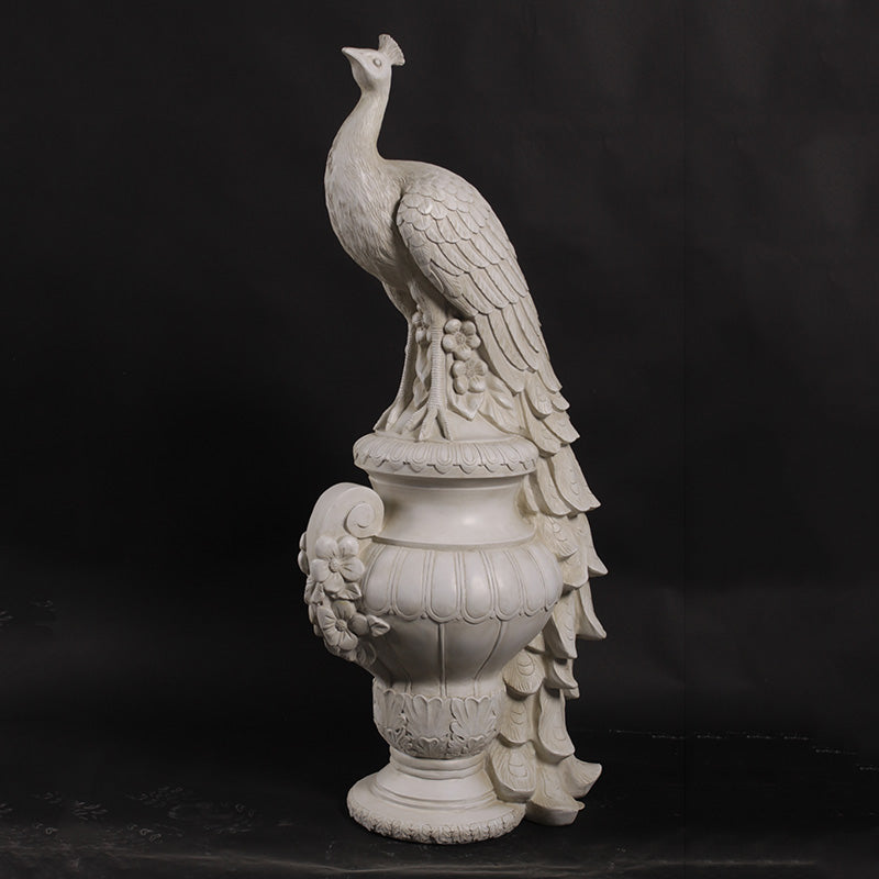 Peacock on Urn Stone Statue