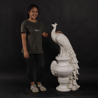 Peacock on Urn Stone Statue