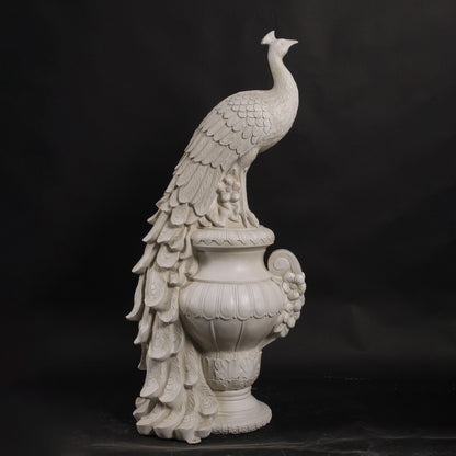 Peacock on Urn Stone Statue