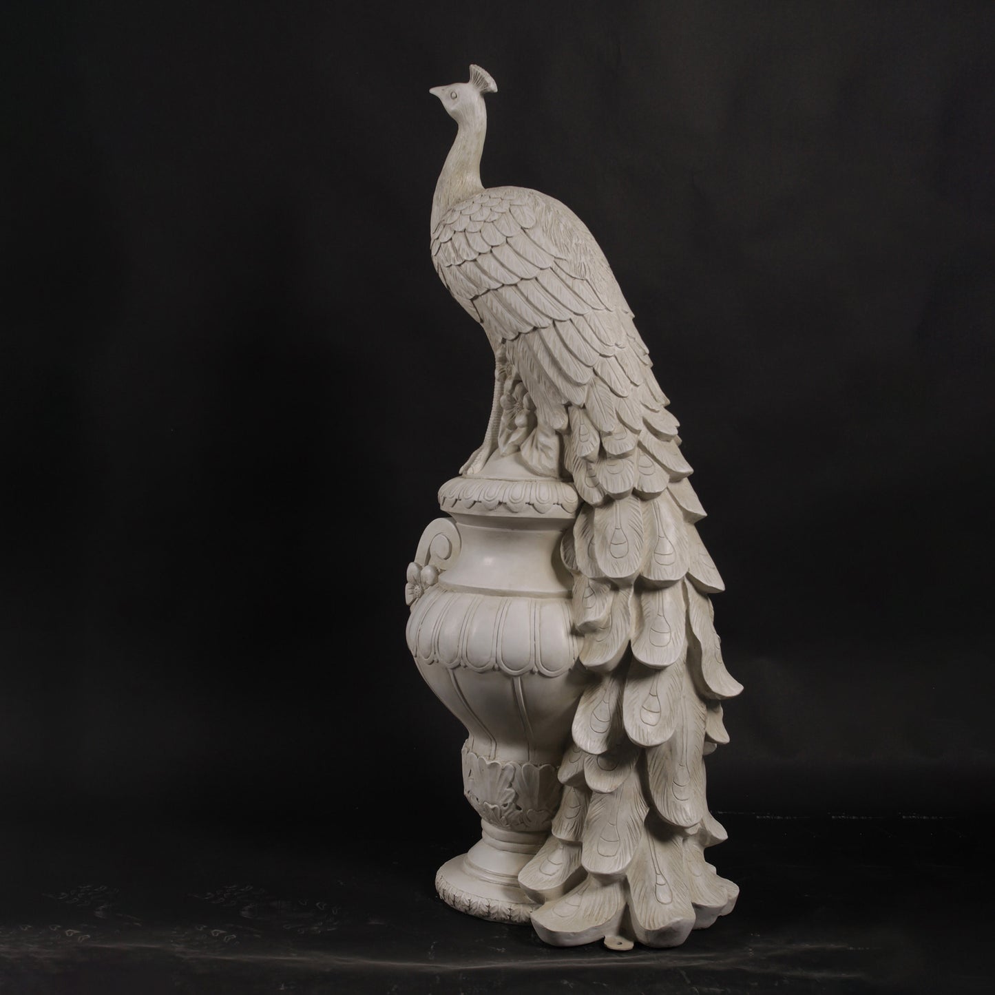 Peacock on Urn Stone Statue