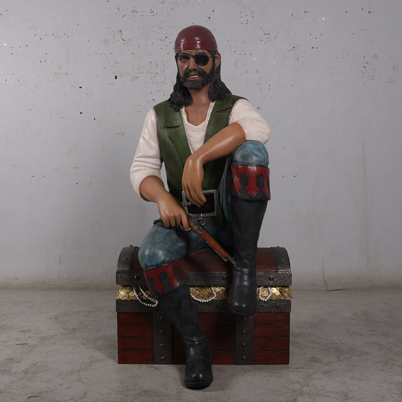 Pirate On Chest Life Size Statue