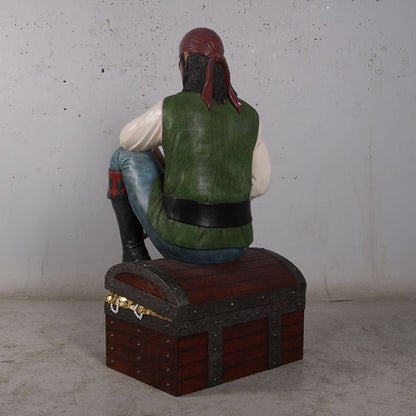 Pirate On Chest Life Size Statue