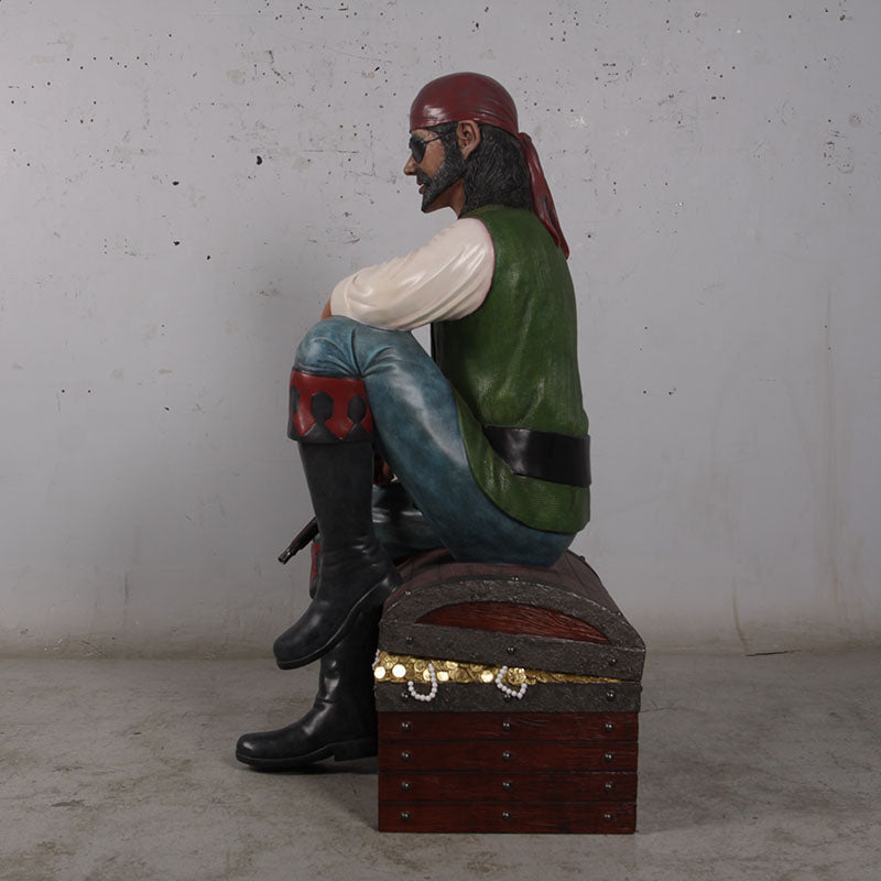 Pirate On Chest Life Size Statue