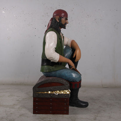 Pirate On Chest Life Size Statue