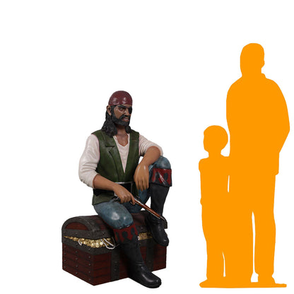 Pirate On Chest Life Size Statue