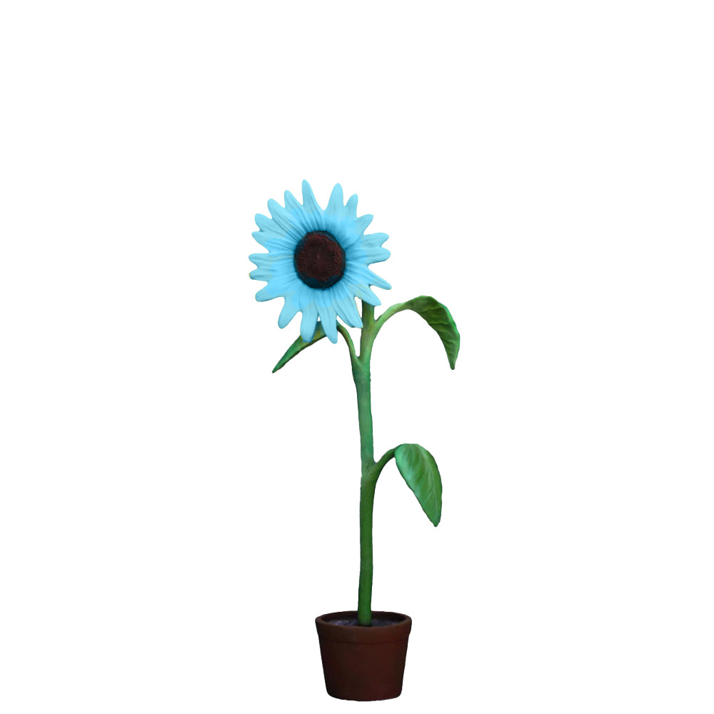 Large Blue Sunflower Statue