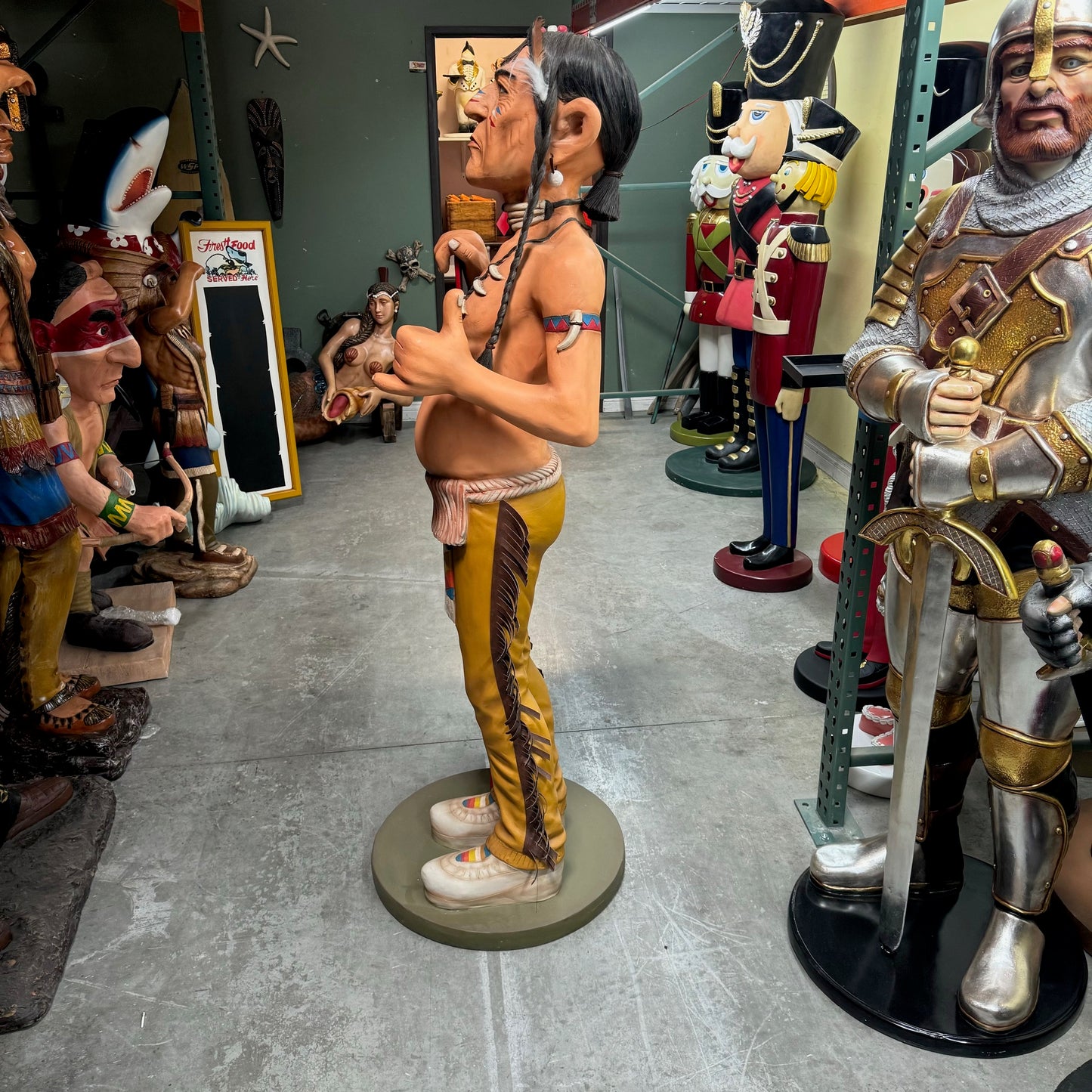 Indian With Menu Life Size Statue