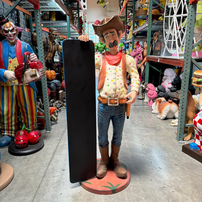 Cowboy With Menu Life Size Statue