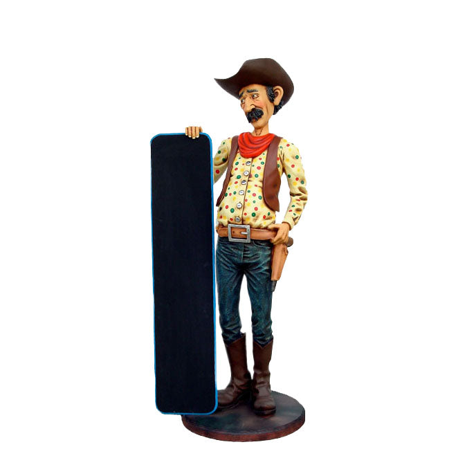 Cowboy With Menu Life Size Statue