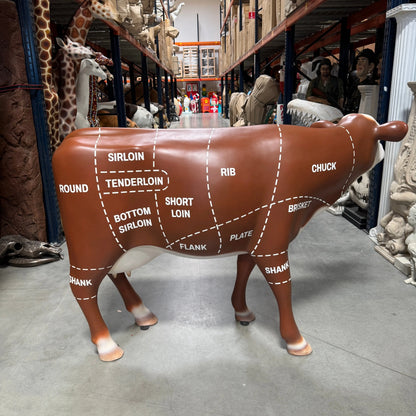 Cow with Beef Cuts Diagram Statue A0760BC-190047-H