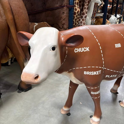 Cow with Beef Cuts Diagram Statue A0760BC-190047-H