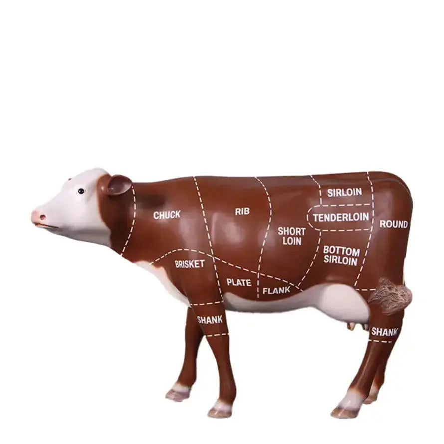 Cow with Beef Cuts Diagram Statue A0760BC-190047-H