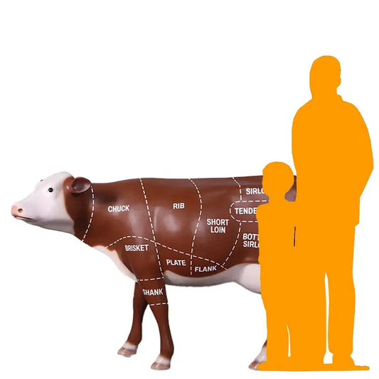 Cow with Beef Cuts Diagram Statue A0760BC-190047-H