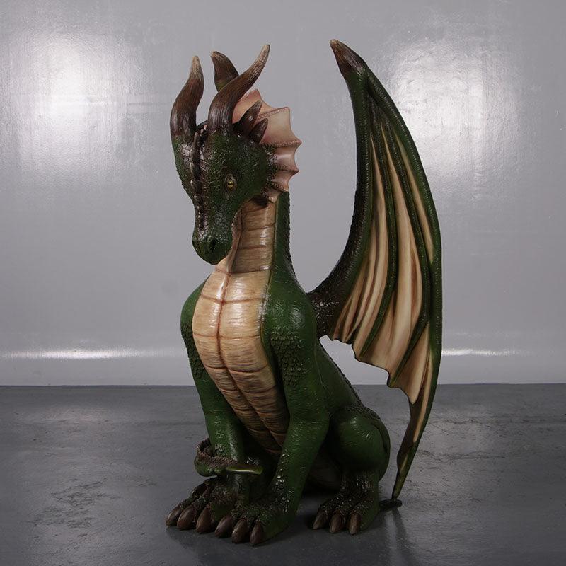 Small Green Sitting Dragon Statue