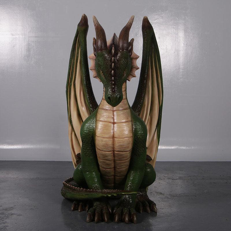 Small Green Sitting Dragon Statue