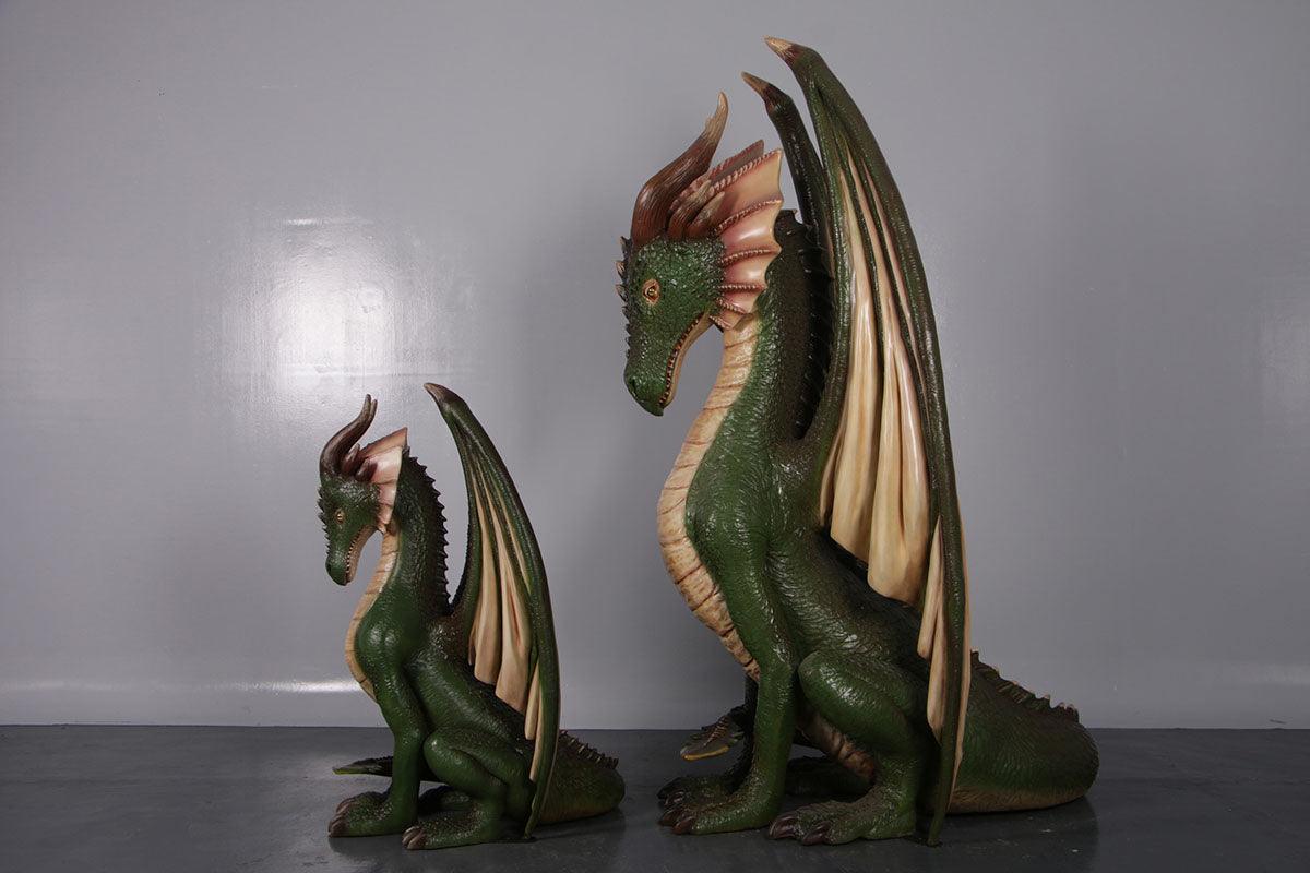 Small Green Sitting Dragon Statue - LM Treasures Prop Rentals 