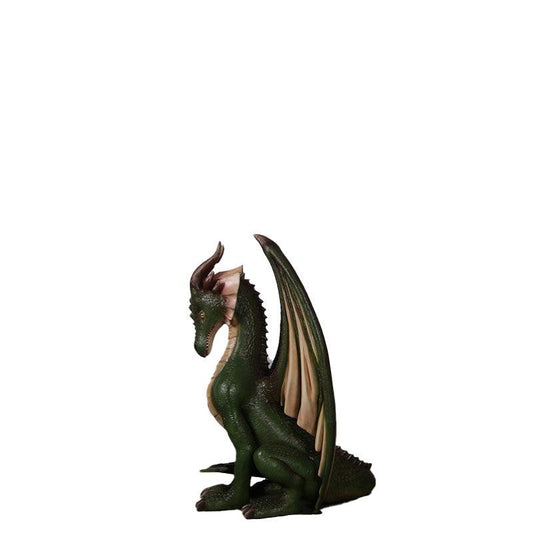 Small Green Sitting Dragon Statue