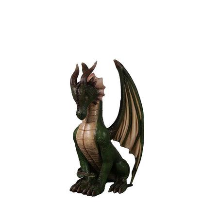 Small Green Sitting Dragon Statue