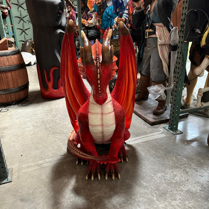 Small Red Sitting Dragon Statue