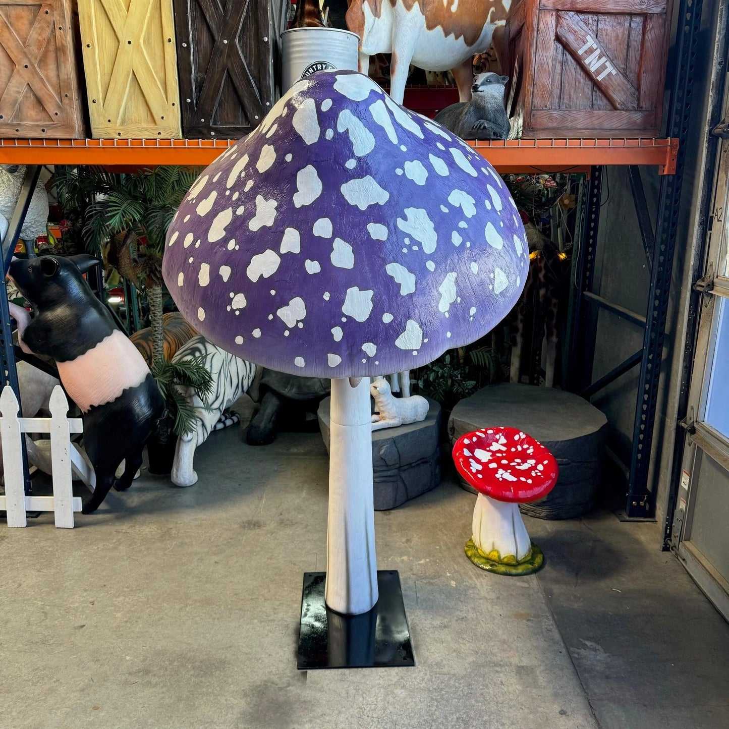 Purple Parasol Mushroom Statue