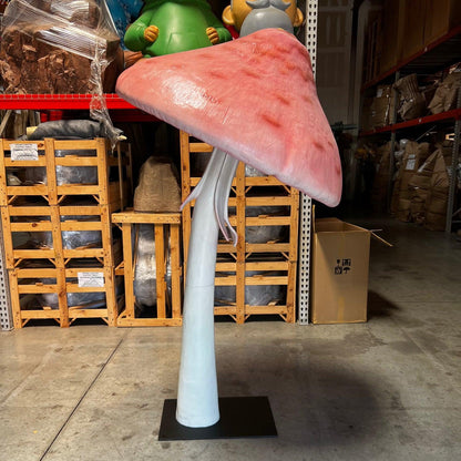 Shimmering Pink Parasol Mushroom Statue