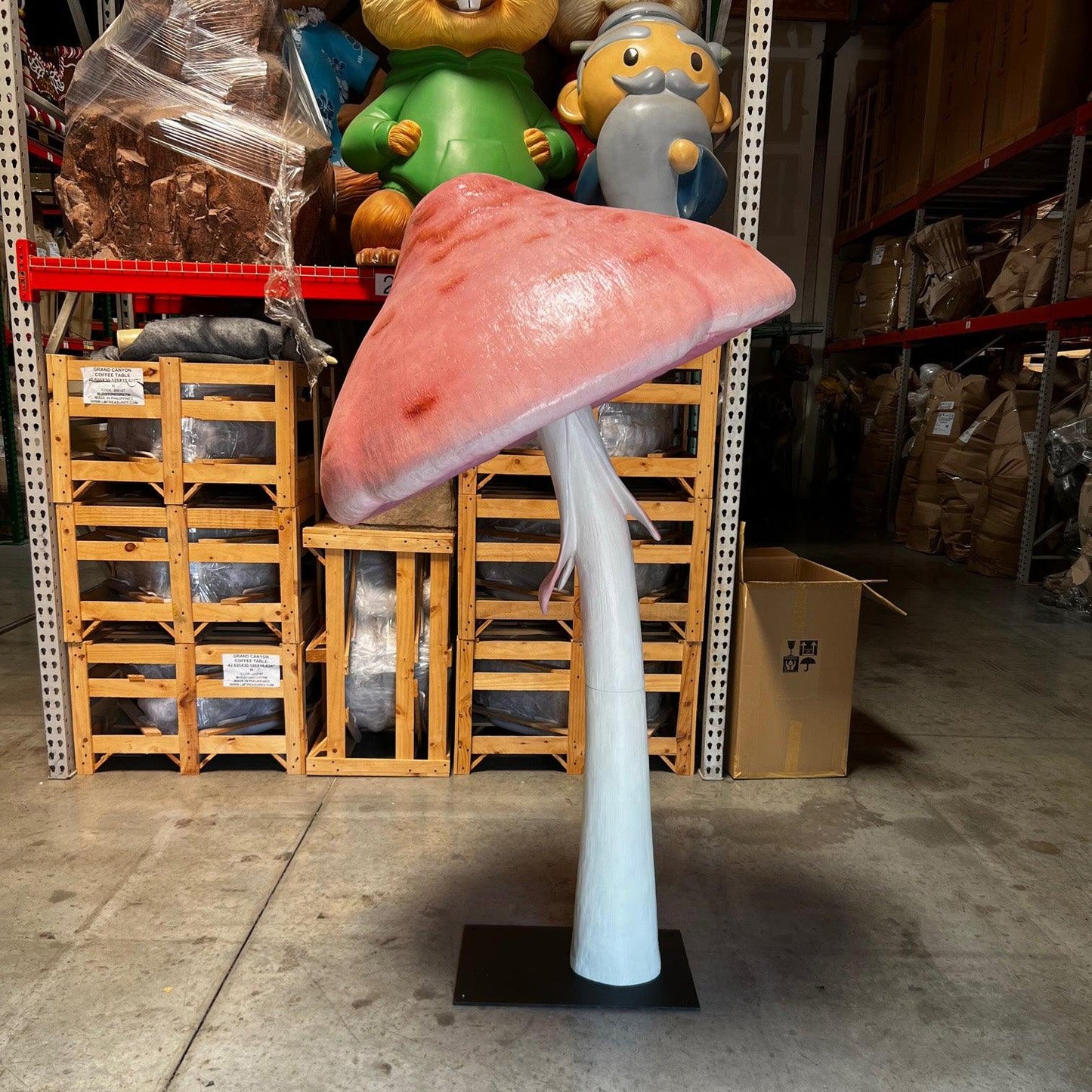 Shimmering Pink Parasol Mushroom Statue