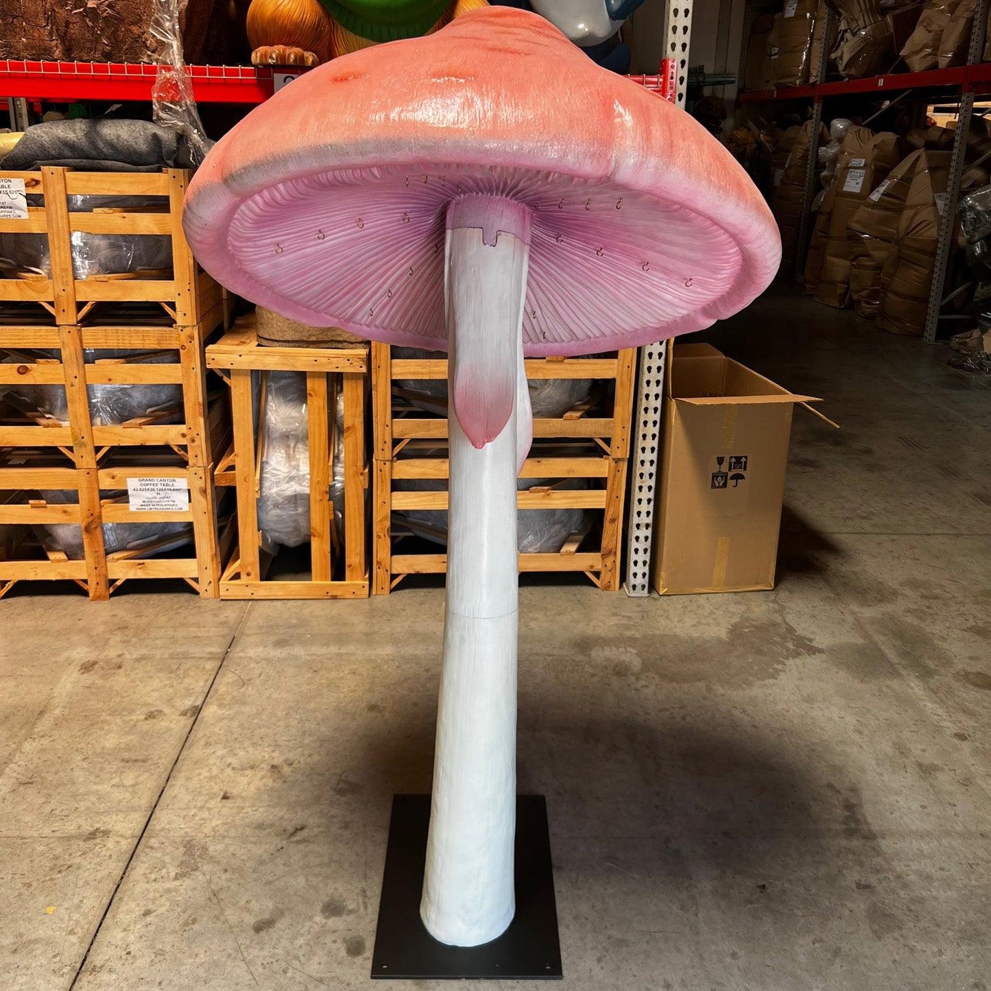 Shimmering Pink Parasol Mushroom Statue