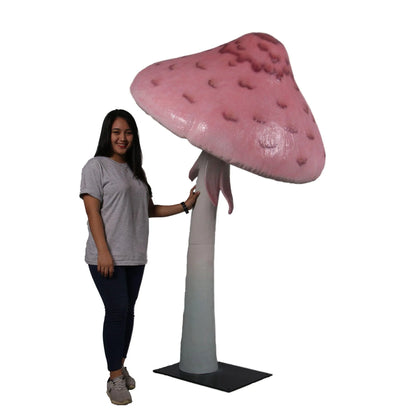 Shimmering Pink Parasol Mushroom Statue