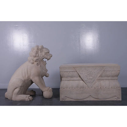 Stone Foo Dog Plinth Base Statue