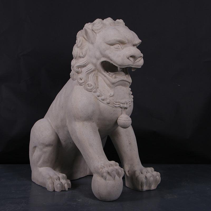 Stone Foo Dog Male On Base Statue - LM Treasures Prop Rentals 