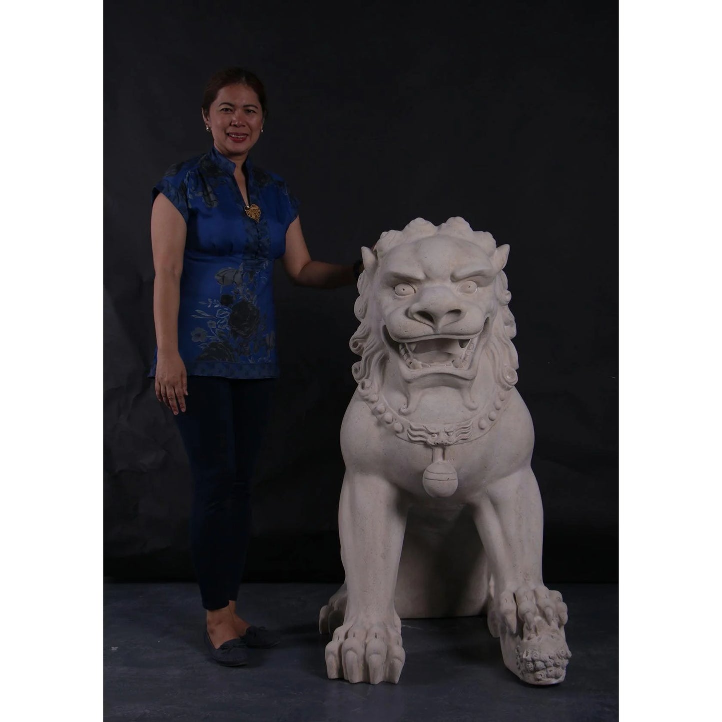 Stone Foo Dog Female Statue